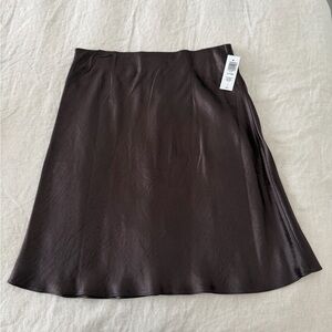 Aritzia Satin A-Line Skirt - Dark Brown